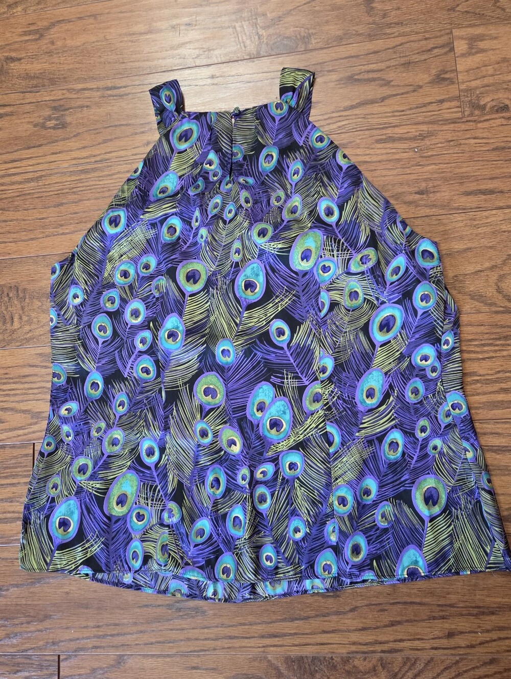 Violet & Claire Sleevless Peacock Feather Top Size Large Purple Boho Summer - Picture 5 of 6